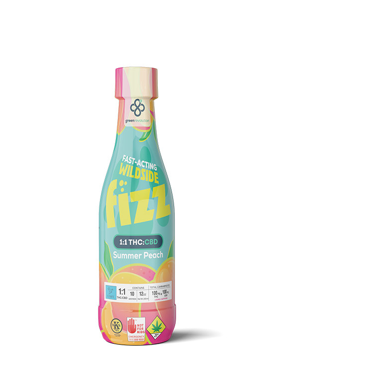 Wildside Fizz -Summer Peach 1:1 THC:CBD - THC Drinks