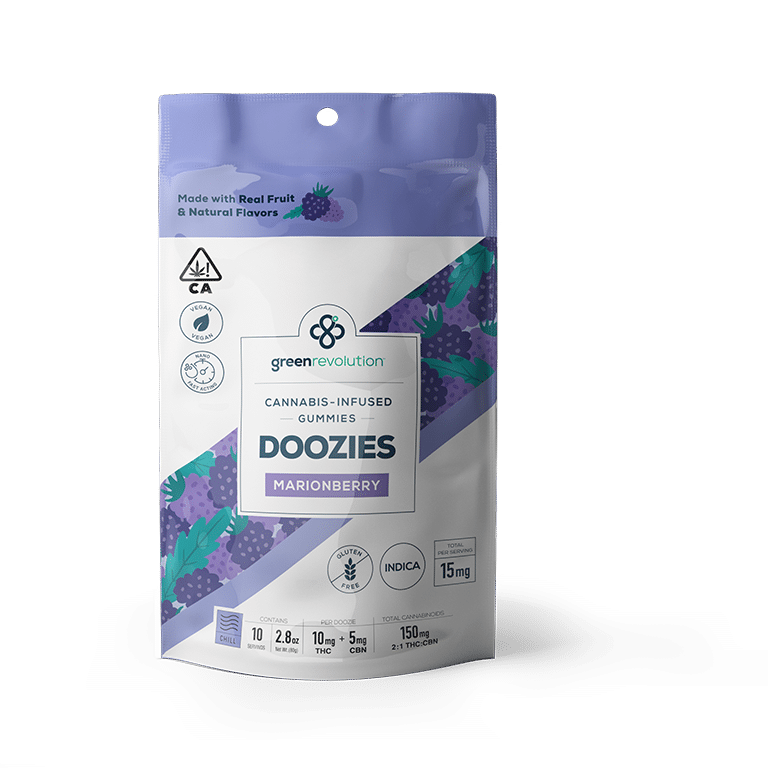 Doozies Marionberry Indica 15mg Chill CA No Candy