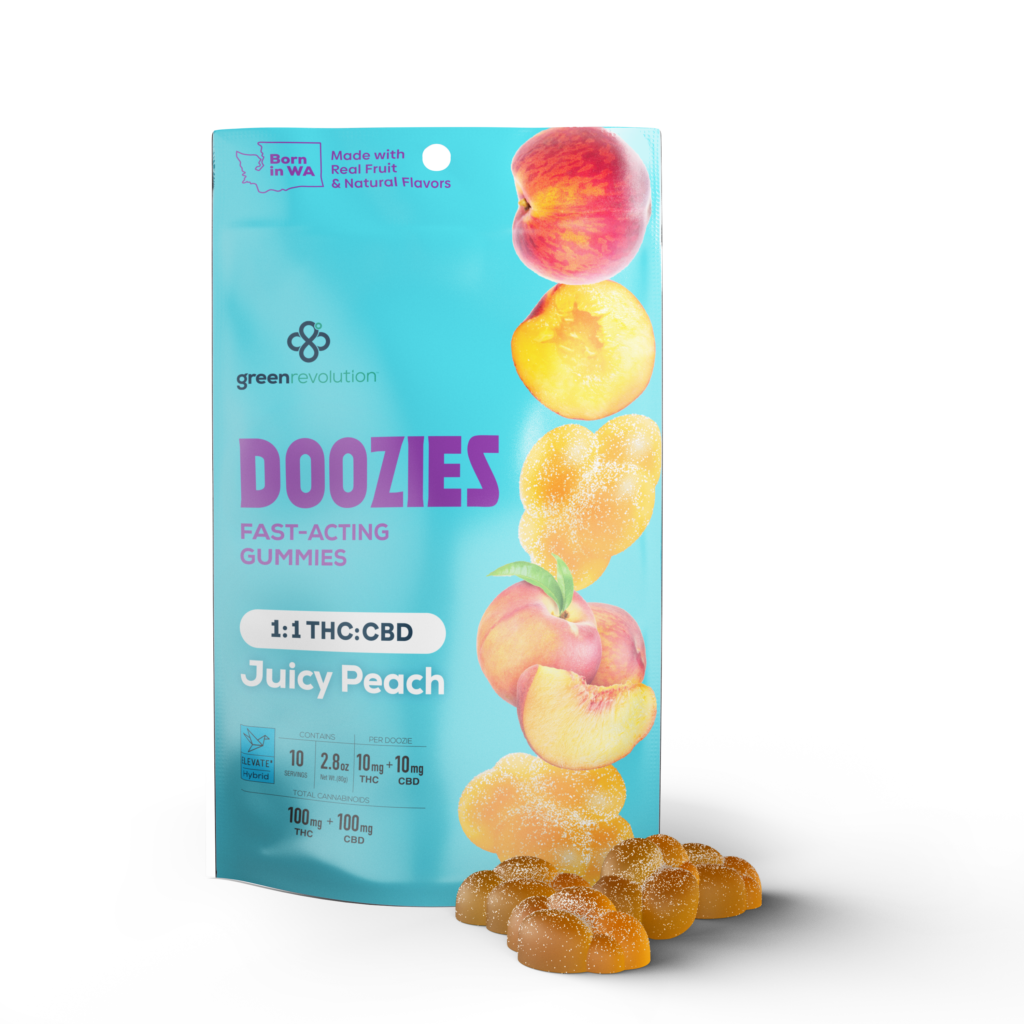 Peach:) 1:1 THC CBD Peach Gummies - [10pk] (100mg THC + 100mg CBD)